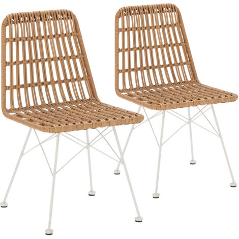 Pack 2 sillas de comedor o jardín Aitana Ratan/Blanco