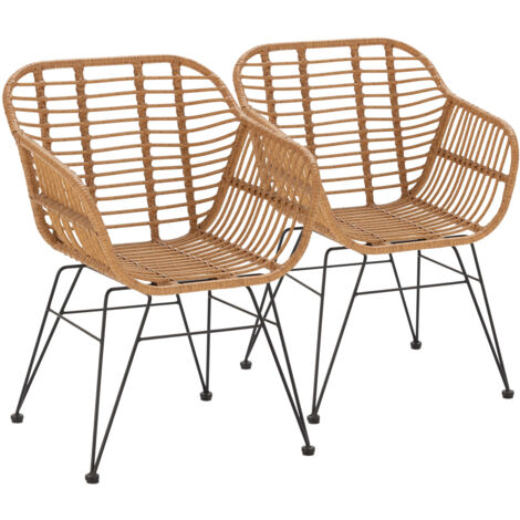 Pack 2 sillas de comedor o jardín Elda Ratan/Negro