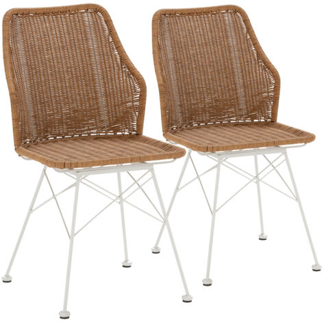 Pack 2 sillas de comedor o jardín Paola Ratan/Blanco
