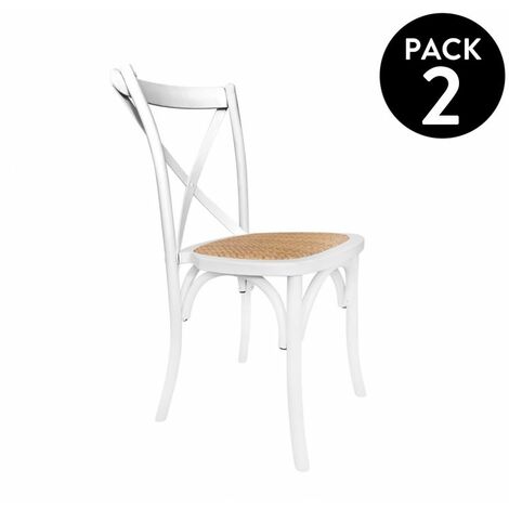 Pack 2 sillas de comedor Provenza Rattan - Blanco 48cm (ancho) x 89cm (alto)