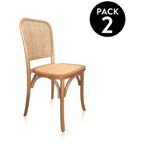 Pack 2 sillas de comedor Toscana Rattan - Claro 40,5cm (ancho) x 87,5cm (alto)