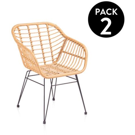 Pack 2 sillas de exterior Zaza Rattan 56cm (ancho) x 82cm (alto)