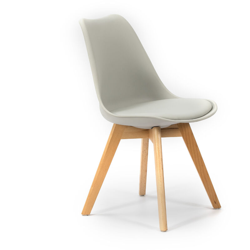 

Pack 2 sillas DYLAN Gris, Pata Madera y Asiento Acolchado, Estilo nórdico