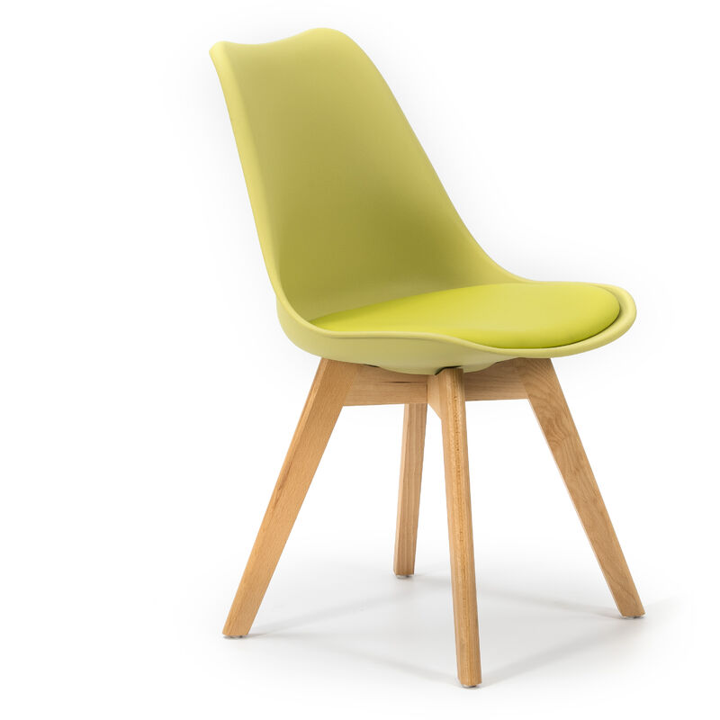 

Pack 2 sillas DYLAN Pistacho. Pata Madera y Asiento Acolchado. Estilo nórdico