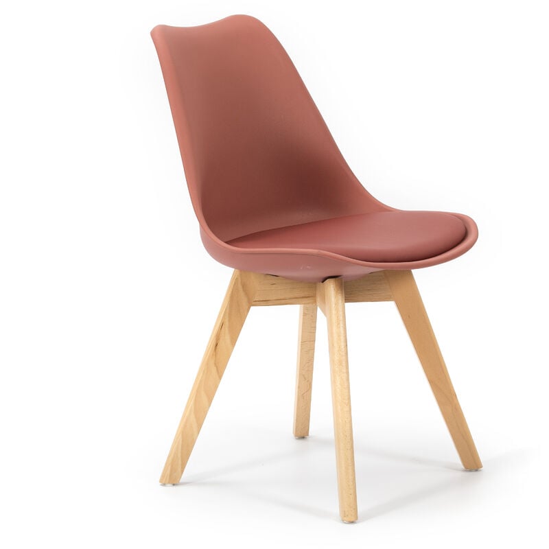 

Pack 2 sillas DYLAN Rojo Teja. Pata Madera y Asiento Acolchado. Estilo nórdico