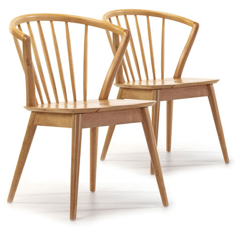Pack 2 sillas Mura Color Roble, Madera Maciza, 55 cm (Largo) 58,5 cm (Profundo) 84 cm (Alto)