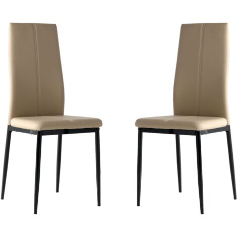 Pack 2 Sillas Polipiel Brea Color Capuchino Comedor Salón Cómodas Y Estilo Moderno 98x42x47 cm