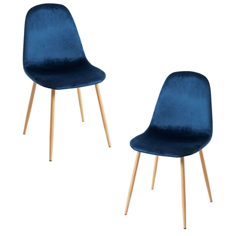 

Packs Sillas Comedor - Pack 2 Sillas Teok Terciopelo - Azul medio