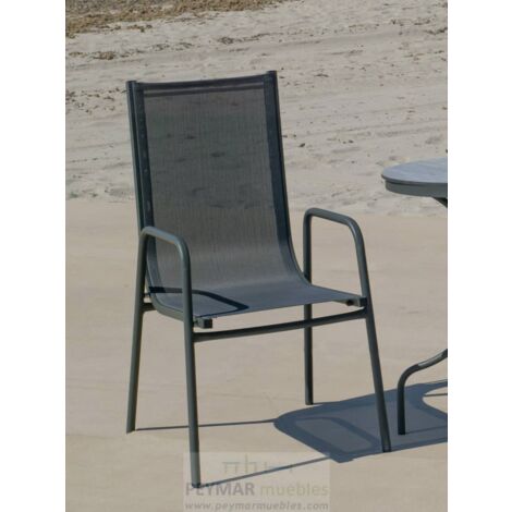 Pack 2 sillones terraza jardín Lerian aluminio antracita, 92cm(alto) 54cm(ancho) 82cm(fondo)