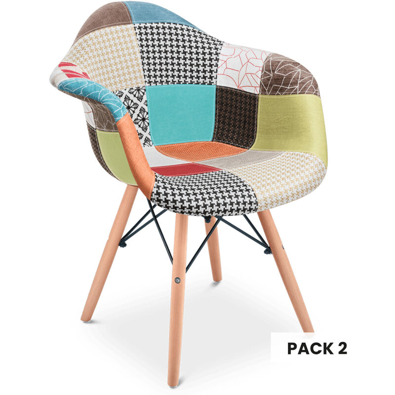 

Pack 2 sillones comedor vintage patchwork tower reposabrazos diseño tapizado