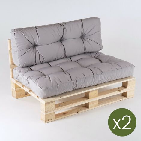 Pack 2 sofás para palets + 2 cojín de asiento 80x120x16 cm + 2 cojín respaldo 42x120x16 cm | 