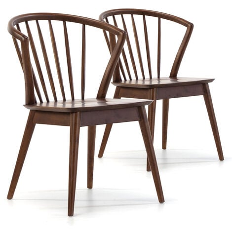 VS VENTA-STOCK Pack 2 Stühle Mura Farbe Nussbaum, Massivholz, 55 cm (L) 58,5 cm (T) 84 cm (H)