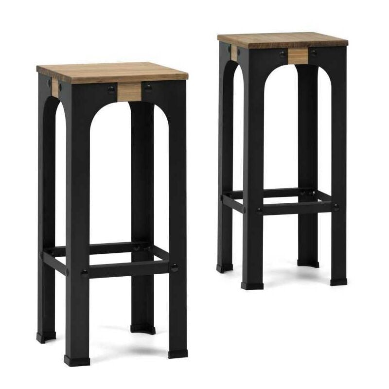 

Pack 2 taburetes altos de bar Bristol estilo industrial – 32x32x75 cm
