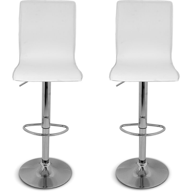 

Pack 2 Taburetes con base en cromo y asiento cuadrado color crema (imitación cuero)