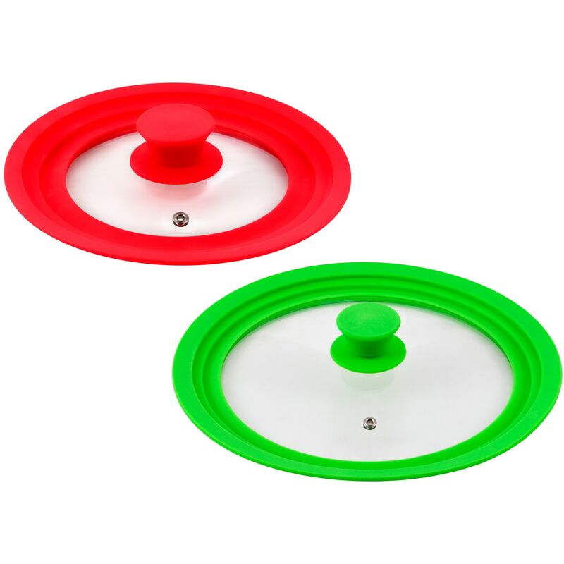 

Pack 2 tapas universales de vidrio en color rojo y verde