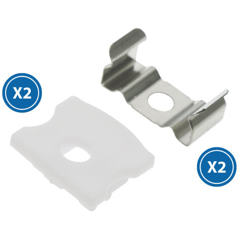 Pack 2 Tapones y 2 grapas para Perfil  Blanco   IluminaShop