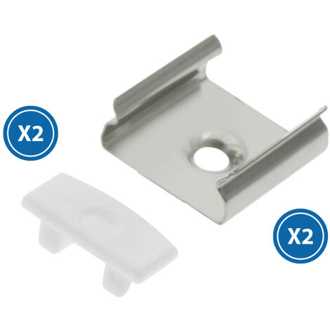 Pack 2 Tapones y 2 grapas para Perfil  Blanco   IluminaShop