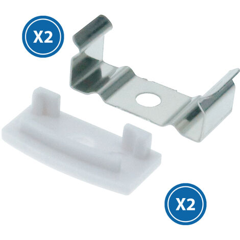 Pack 2 Tapones y 2 grapas para Perfil  Blanco   IluminaShop