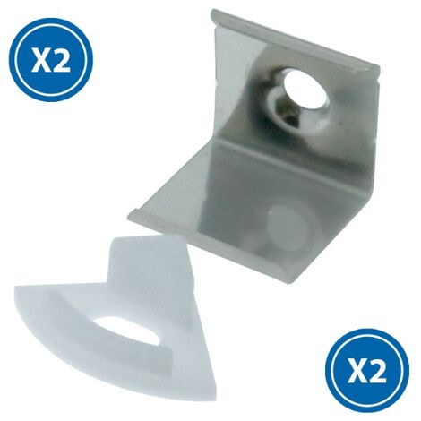 Pack 2 Tapones y 2 Grapas para Perfil  Blanco   IluminaShop