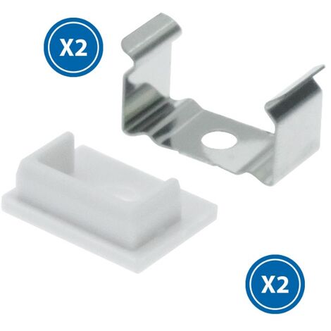 Pack 2 Tapones y 2 grapas para Perfil  Blanco   IluminaShop