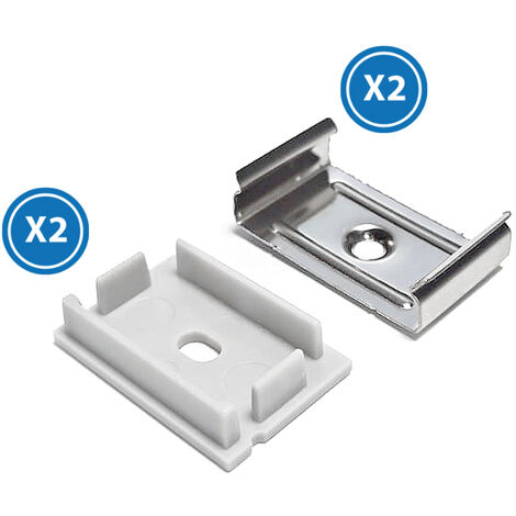 Pack 2 Tapones y 2 grapas para Perfil  Blanco   IluminaShop