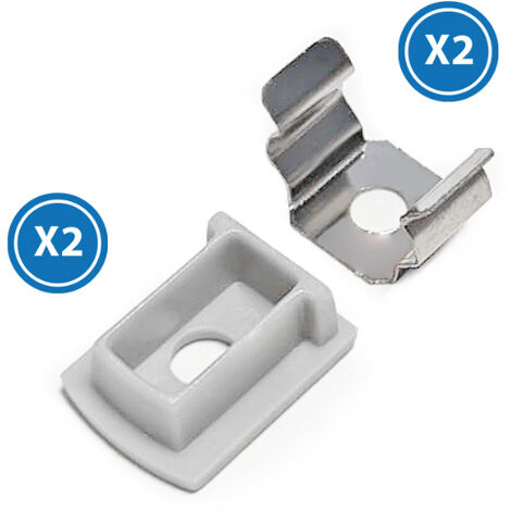 Pack 2 Tapones y 2 grapas para Perfil  Blanco   IluminaShop