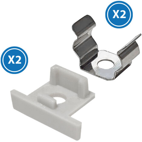 Pack 2 Tapones y 2 grapas para Perfil  Blanco   IluminaShop