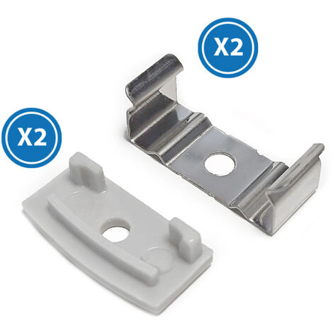 Pack 2 Tapones y 2 grapas para Perfil  Blanco   IluminaShop