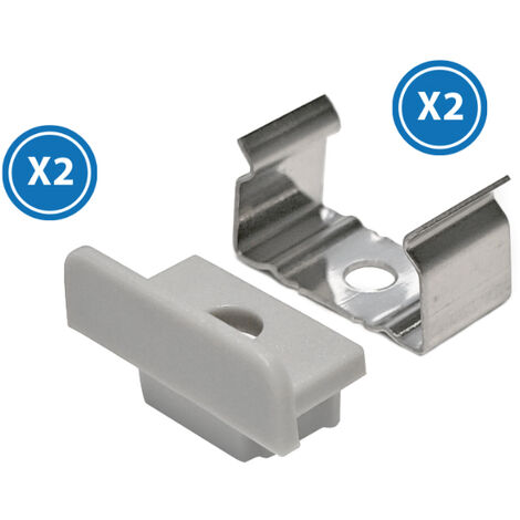 Pack 2 Tapones y 2 grapas para Perfil  Blanco   IluminaShop