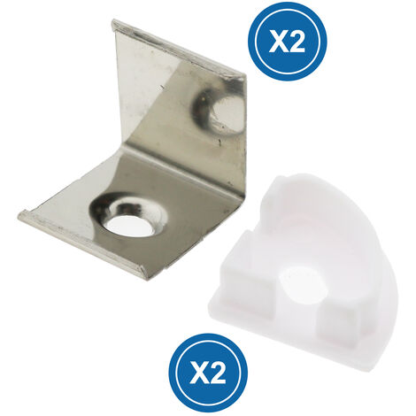 Pack 2 Tapones y 2 grapas para Perfil  Blanco   IluminaShop