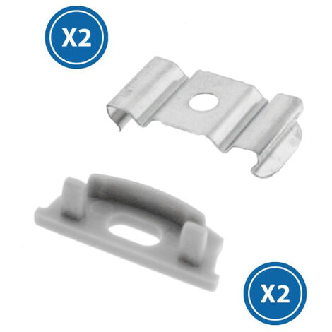 Pack 2 Tapones y 2 grapas para Perfil  Blanco   IluminaShop