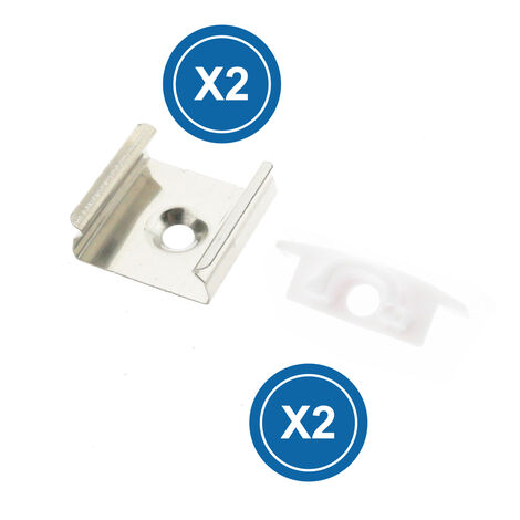 Pack 2 Tapones y 2 grapas para Perfil  Blanco   IluminaShop