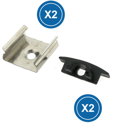 Pack 2 Tapones y 2 grapas para Perfil  Negro   IluminaShop