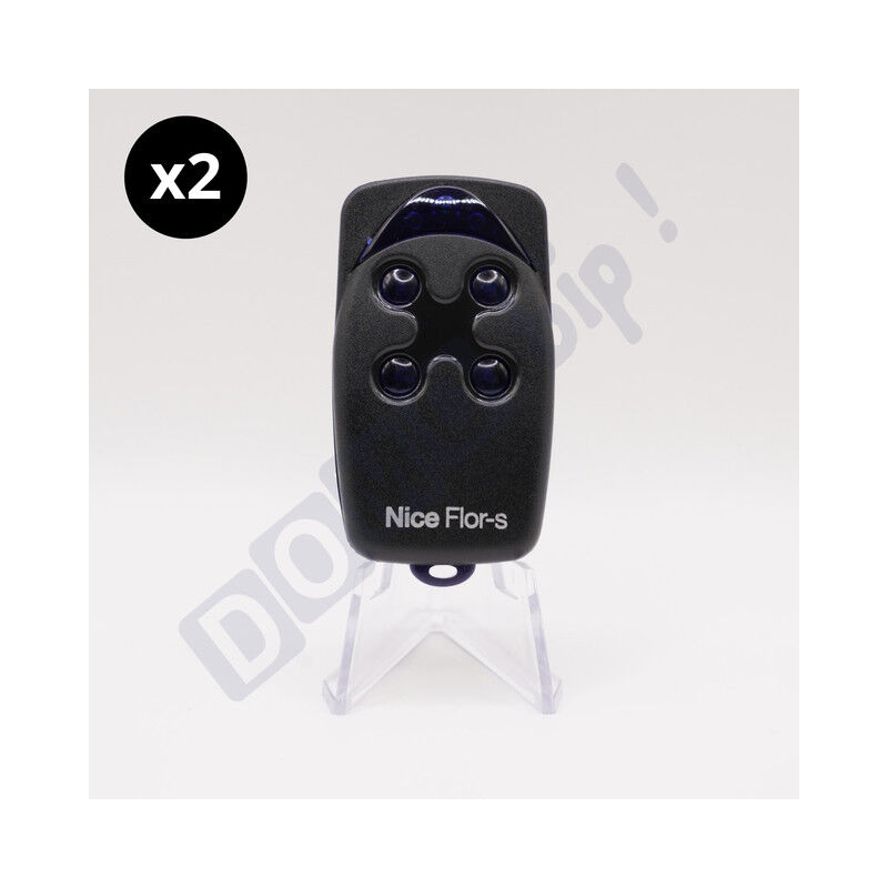 Lot de 2 télécommandes Nice flo4rs - 4 canaux 433.92 mhz - compatible récepteurs flox2r/floxi2r/ox2/ox4t - programmation sécurisée - piles fournies
