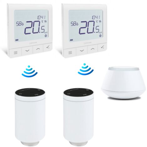 Pack 2 têtes connectées + centrale + 2 thermostats sans fil - Salus