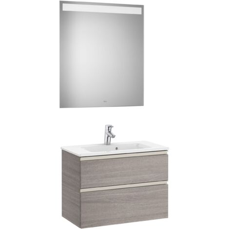 Pack 2 tiroirs 700 mm + lavabo + miroir LED THE GAP - ROCA Couleur : Chêne City texturé