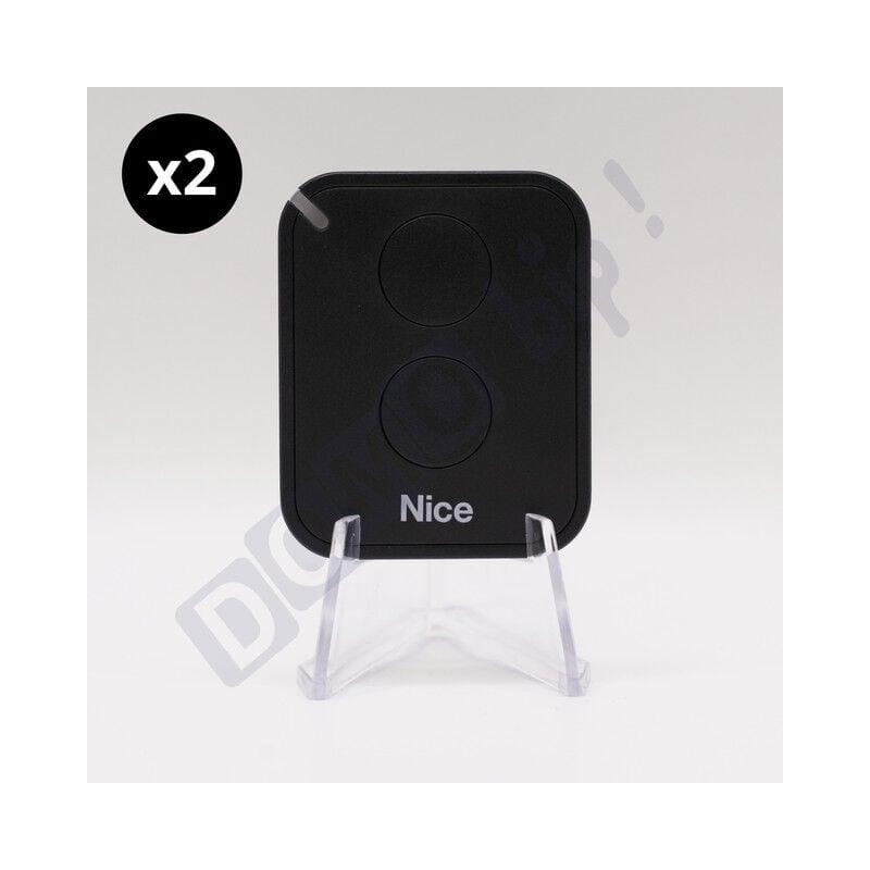 Lot de 2 télécommandes nice flo2re - 2 canaux 433.92 mhz rolling code - compatible récepteurs flox2r/floxi2r/ox2/ox4t/oxibd