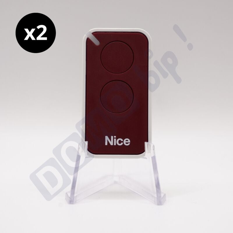 Lot de 2 télécommandes Nice inti2 rouge- émetteur à code tournant era inti 2 - 433.92 mhz