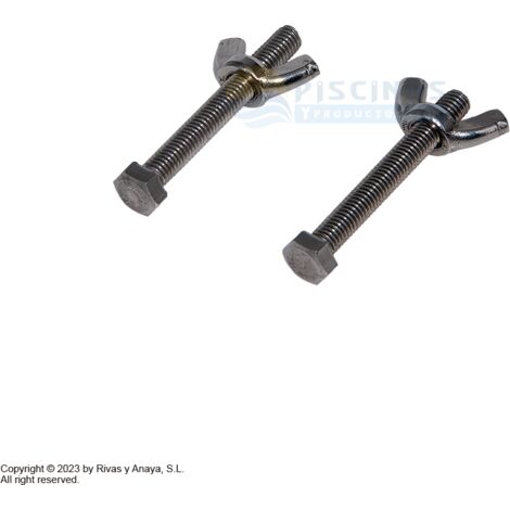 Pack 2 tornillos + palomillas para mangos de piscina. Astralpool.
