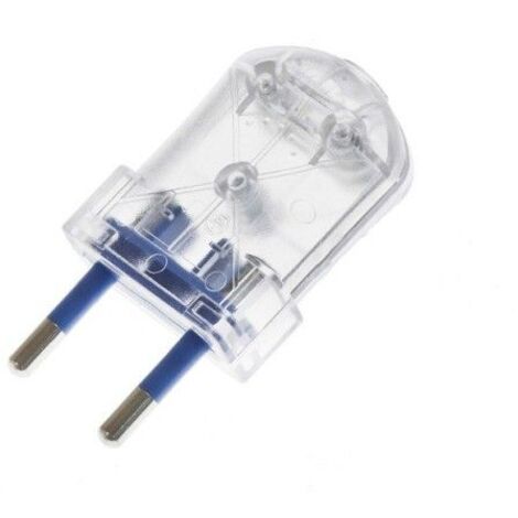 Pack 2 unidades clavija europea transparente bipolar 10a 4mm 250v