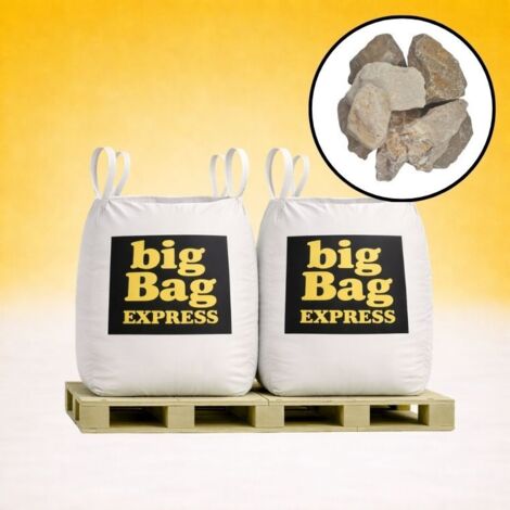 PACK 2 X BIG BAG de +/- 1,5T Pierre à Gabion Ocre Beige Ø 70/120 mm - Livraison PREMIUM