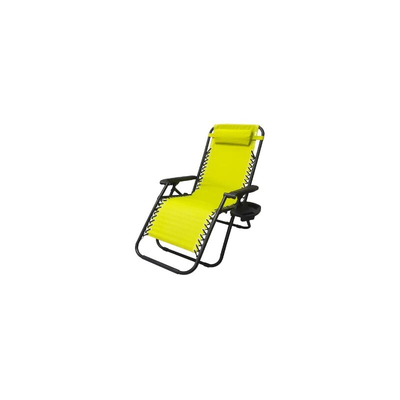 Lot de 2 Chaise de camping pliable zéro gravité, pour le jardin et de plage, jaune rayé