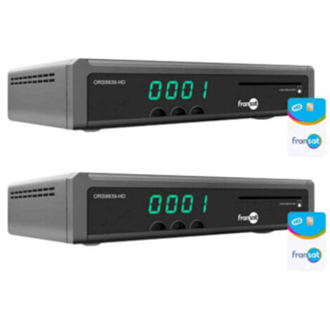PACK 2 x Récepteur TV Satellite HD + Carte Fransat PC7  (Satellite Eutelsat)