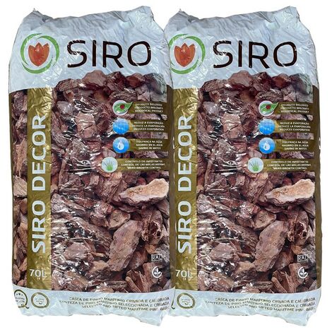 Pack 2 x Substrat Décoratif en Écorce de Pin 15 Kg-70 L, pour plantes et tourbe, 25-45mm