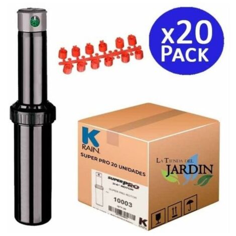 Pack 20 Aspersor de Riego KRain Superpro 3/4''  Alcance 7,9 a 14,9m  Aspersor de Turbina Ajustable  Control de Caudal