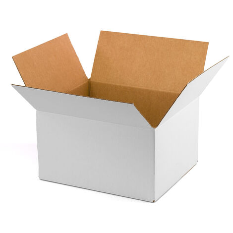 Pack 20 cajas cartón color blanco medidas interiores 40x30x30 cm. Cajas cartón con solapas canal simple reforzado para envíos, paquetería, mudanzas, regalo
