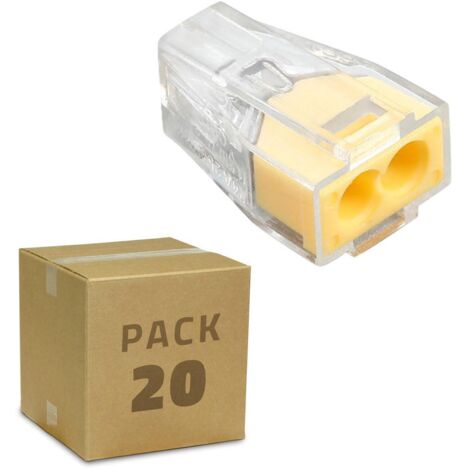 Pack 20 Conectores Rápidos 2 Entradas 0.75-2.5 mm²  Amarillo