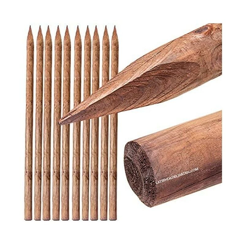 Suinga - Lot de 20 Tuteur en bois 200 cm ø 4 cm Tuteurs avec Pointe Poteaux en Bois Piquets de Fixation Piquets de Jardin