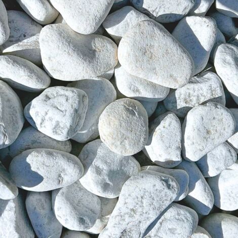PACK 200kg Galet de Marbre Blanc de Carrare Ø 60/100 mm (8 Sacs x 25kg) - Livraison STANDARD