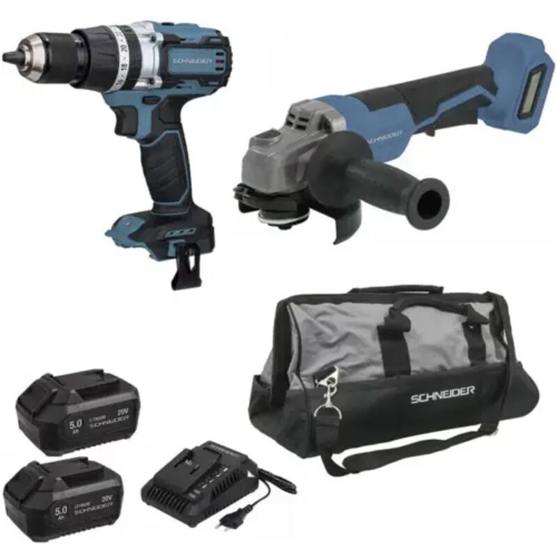 Schneider - Pack 20V perceuse visseuse et meuleuse